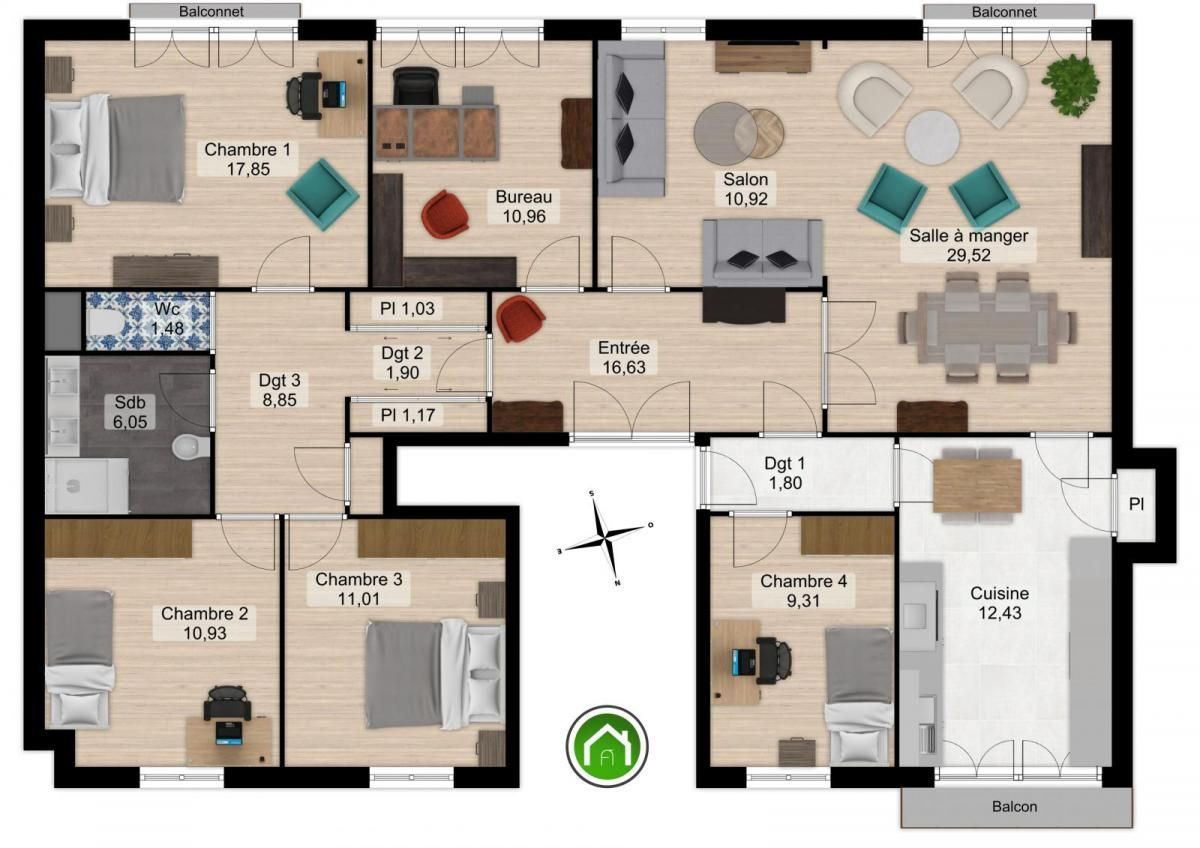 COURS DAJOT-SIAM : charmant appartement bourgeois T6/7 de 151m² avec garage